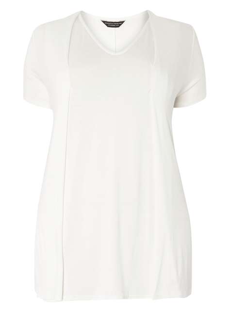 **DP Curve Ivory Pleat Front Tee
